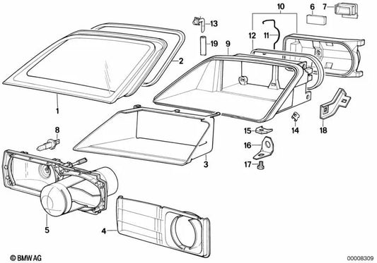 Headlight cover left for BMW F30, F32, F33, F34, F36 (OEM 63122297063). Original BMW