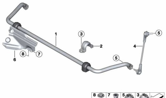 Front Stabilizer with Rubber Mount for BMW F20, F21, F22, F23, F32, F36 (OEM 31356792139). Original BMW