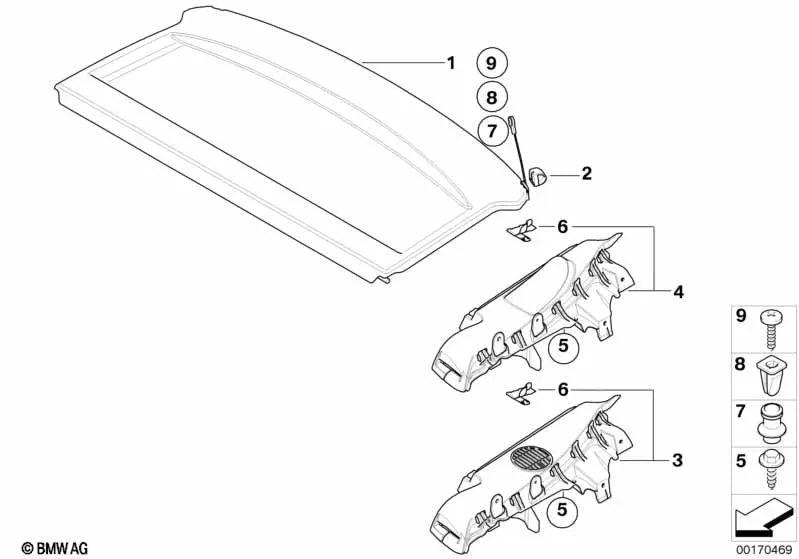 Soporte del compartimento de almacenamiento derecho para BMW E87, E87N (OEM 51467120788). Original BMW.