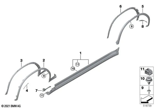 Inserto delantero izquierdo para BMW F97N, F98N (OEM 51777885219). Original BMW.