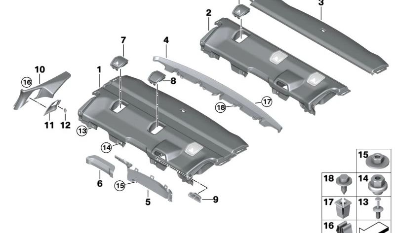 Rear shelf for BMW 7 Series G70 (OEM 51467885045). Original BMW.