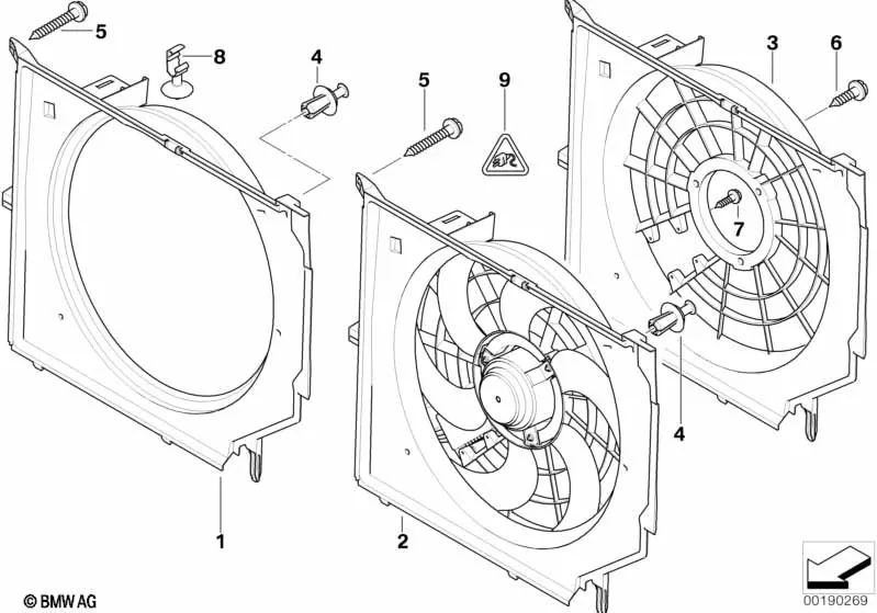 Fan housing for BMW 3 Series E46 (OEM 17111436259). Genuine BMW