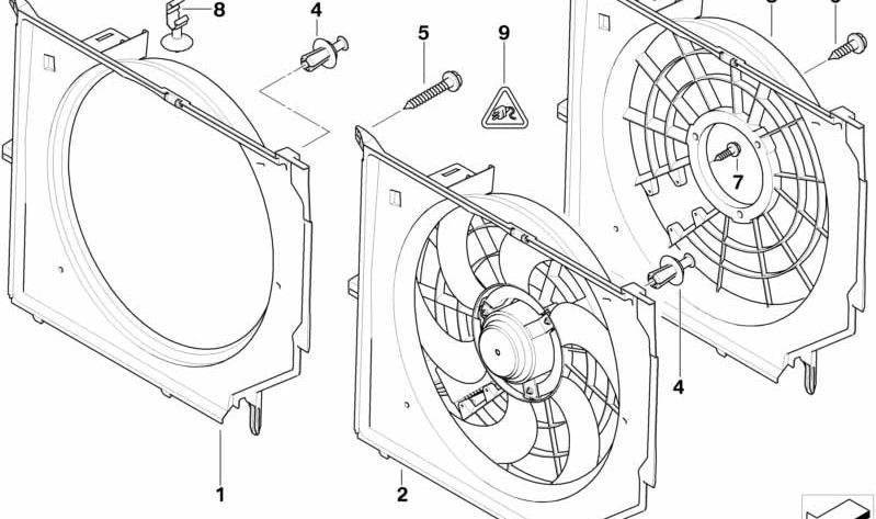 Carcasa del ventilador OEM 17117511168 para BMW E46. Original BMW.