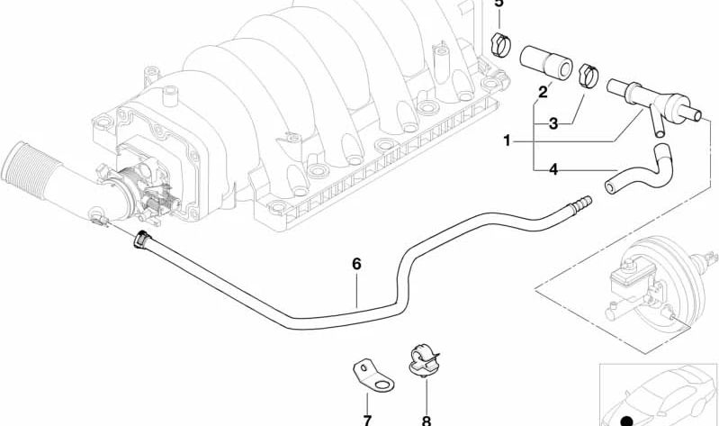 Tubo de admisión de aire OEM 11611440127 para BMW E39, E38, E53, E52. Original BMW.