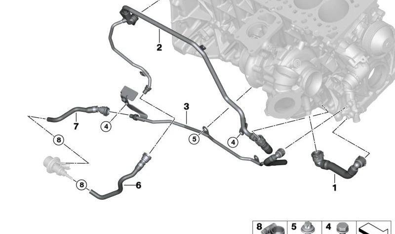 SCR-Dosiermodul-Kühlmittelpumpenrohr für BMW F07N, F10N, F11N, F02N (OEM 11538513339). Original BMW