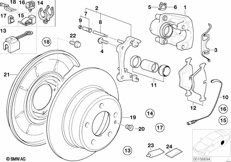 Kit de reparación de pastillas de freno sin asbesto para BMW E31 (OEM 34211162865). Original BMW