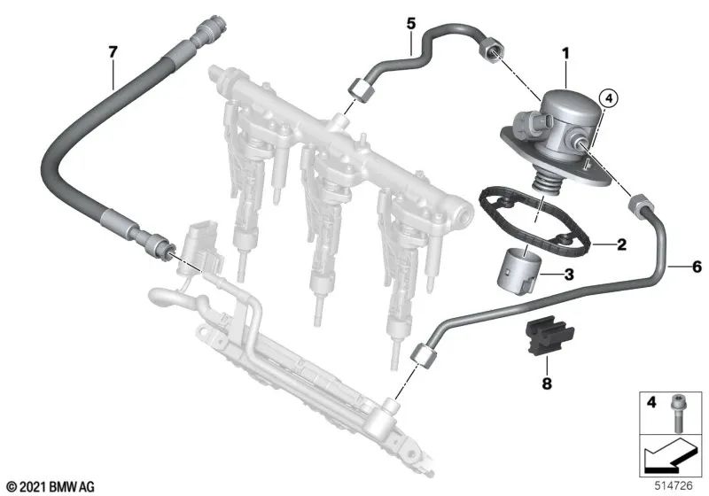 Tubo de combustible para BMW F40, F52 Serie 2 F44, F45, F46, U06 X1 F48, F49, U11, U12 X2 F39 (OEM 13538600440). Original BMW