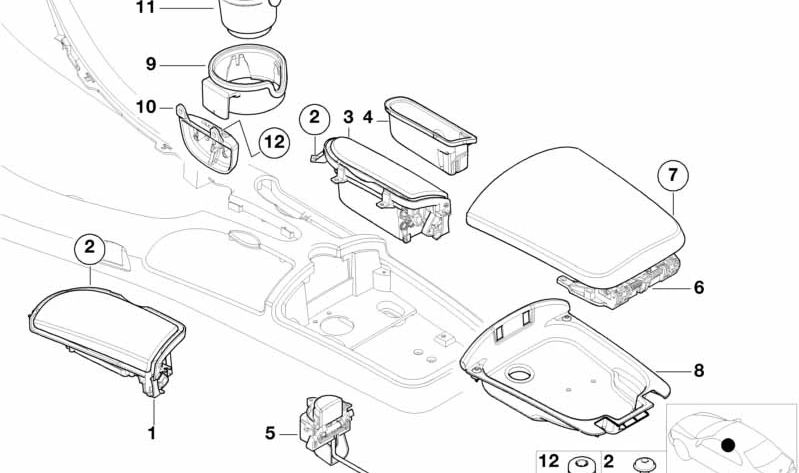 Inserto para Portavasos para BMW Z8 E52 (OEM 51167025454). Original BMW