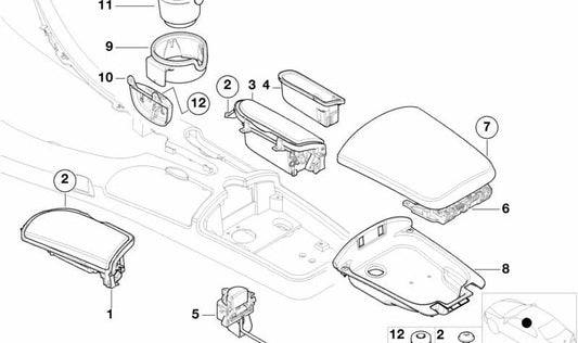 Compartimento izquierdo de la consola central OEM 51168262721 para BMW Z8 (E52). Original BMW