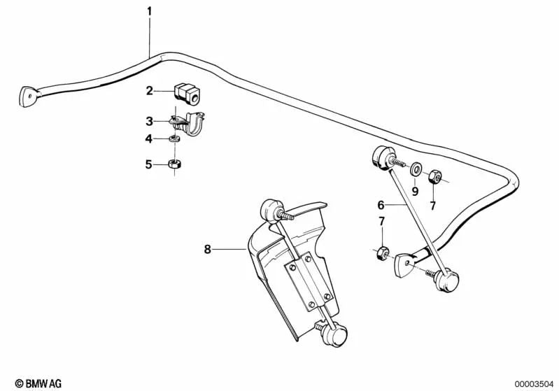 Soporte de Goma del Estabilizador para BMW E32, E31 (OEM 31351136068). Original BMW.