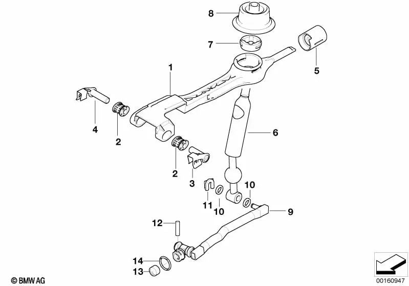 Perno de soporte derecho para BMW E46, E60, E61 (OEM 25117520364). Original BMW