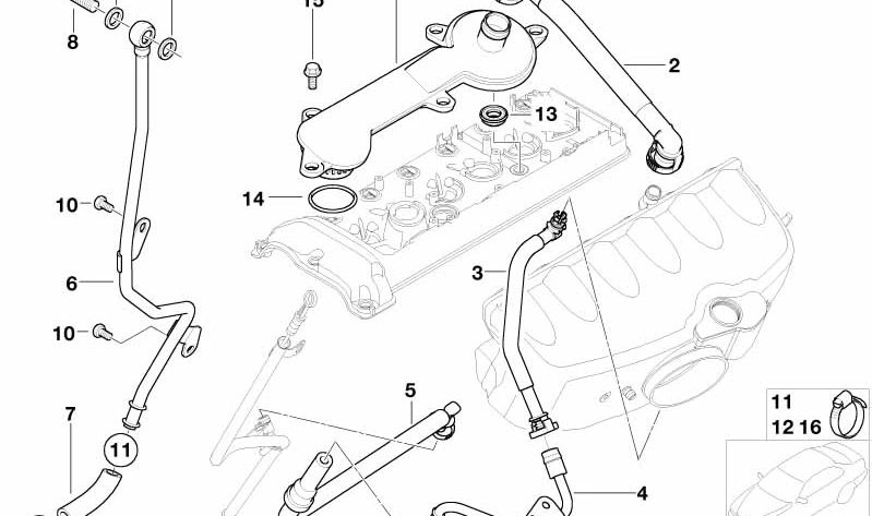 OEM Oil Return Pipe 11157832781 for BMW E36, E46, Z3, E85, E86. Genuine BMW.