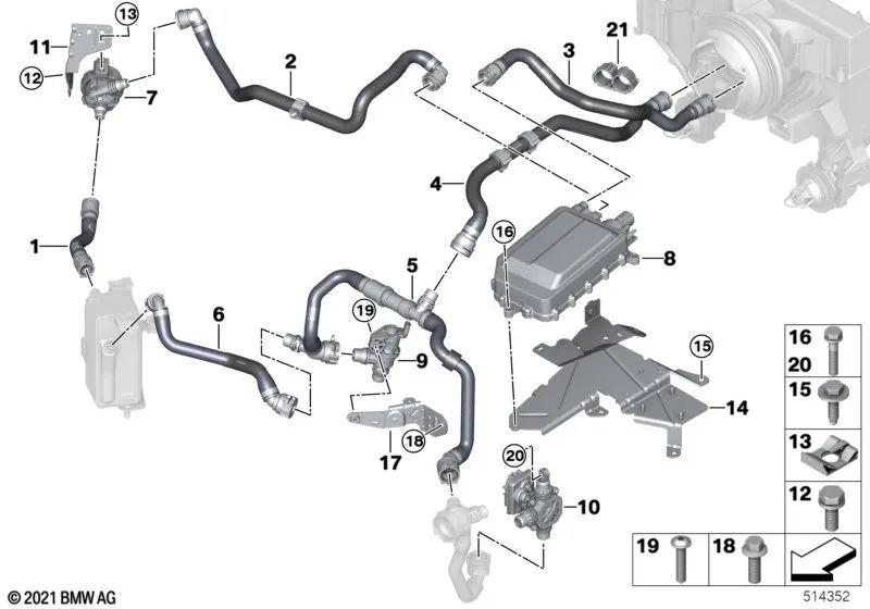 Manguera de Refrigerante para BMW i I20 (OEM 64218833637). Original BMW