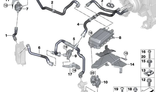 Manguera de refrigerante de retorno para BMW I20 (OEM 64218833640). Original BMW