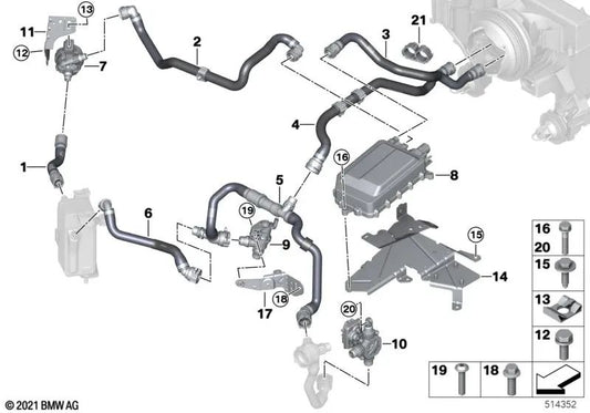 Manguera de refrigerante de retorno para BMW I20 (OEM 64218833642). Original BMW.