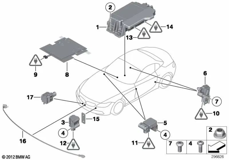 Unterlage para BMW Serie 7 E65, E66, Z4 E89 (OEM 65776951119). Original BMW