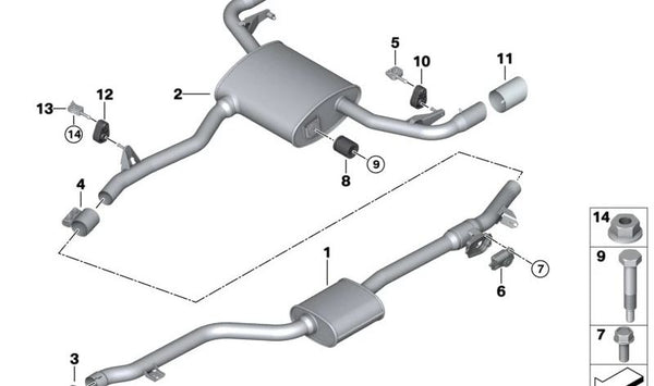 Embellecedor de escape negro cromado derecho OEM 18309894678 para BMW G01, G08, G02. Original BMW.