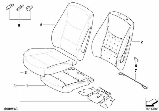 Parte de cojín respaldo izquierdo para BMW Serie 1 E88 (OEM 52109120275). Original BMW