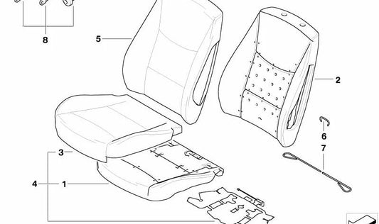 Rechte Leder-Rückenlehnenbasisabdeckung für BMW 1er E88 (OEM 52107257360). Original BMW