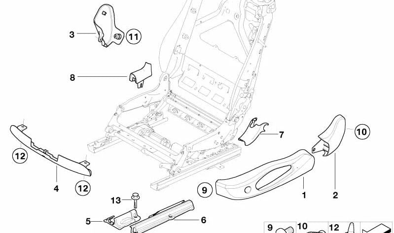 Cubierta de asiento exterior izquierda para BMW E64 (OEM 52108031157). Original BMW.