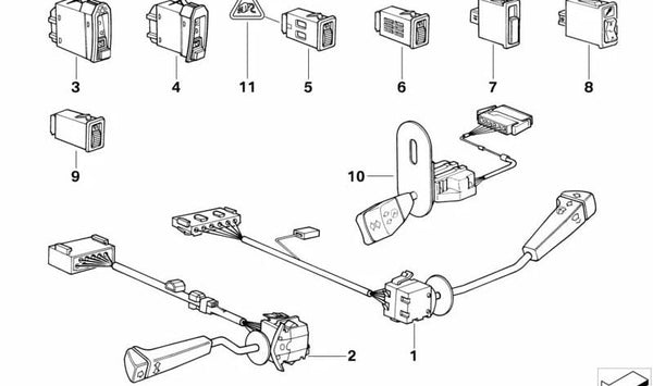 Intermitente y mando de luces largas y cortas OEM 61318350695 para BMW E34, E32. Original BMW.