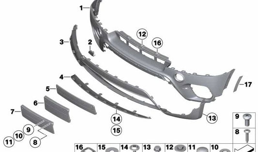 Faldón del parachoques imprimado delantero para BMW E70N (OEM 51117222716). Original BMW