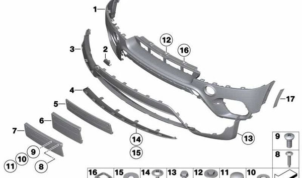 Faldón del parachoques imprimado delantero para BMW E70N (OEM 51117222716). Original BMW