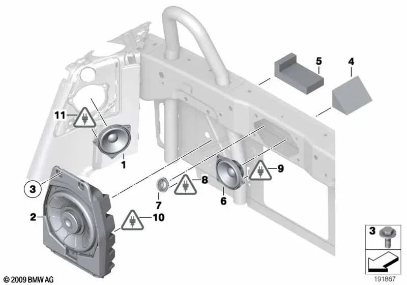 Zentralbass para BMW Z4 E89 (OEM 65139242125). Original BMW