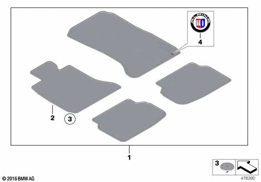 Juego de alfombrillas de terciopelo para BMW G12 (OEM 51477427872). Original BMW.