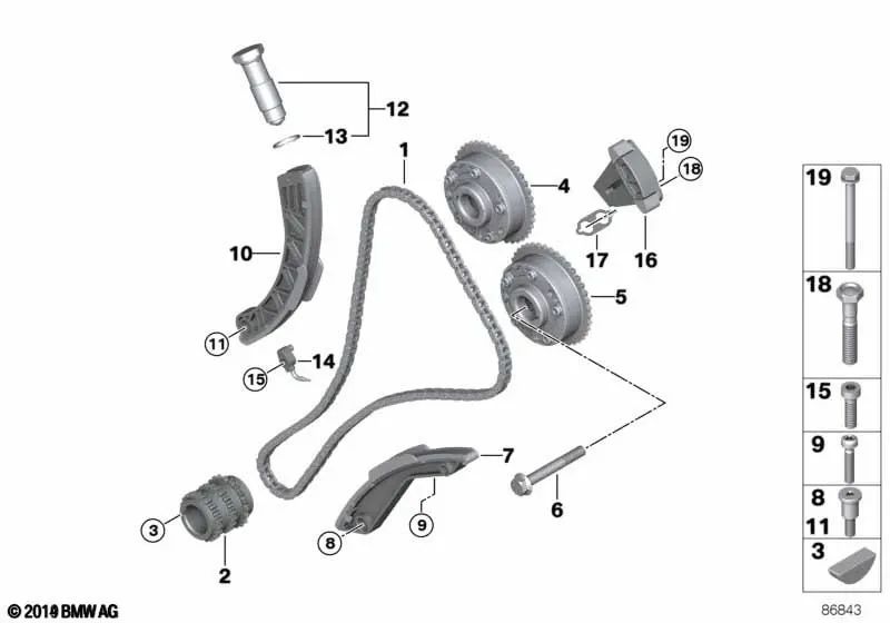 Unidad de ajuste del árbol de levas de escape para BMW E60, E61, E63, E64, E65, E66, E53, E70 (OEM 11367512182). Original BMW