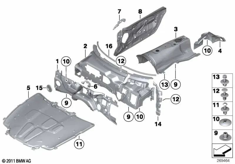 Aislamiento acústico para BMW Z4 E89 (OEM 51489128428). Original BMW