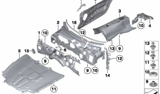 Aislamiento acústico para BMW Z4 E89 (OEM 51487252956). Original BMW.