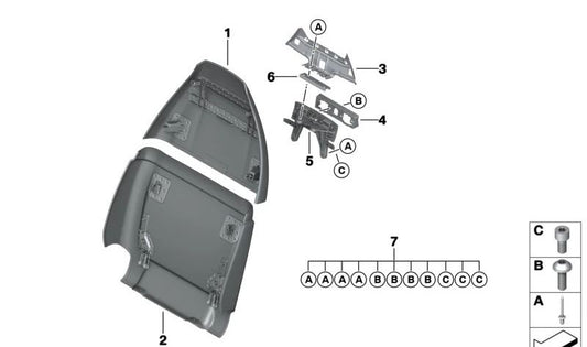 Respaldo superior para asiento confort OEM 52108747454 para BMW X5M (F95), X6M (F96). Original BMW.