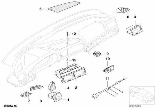 Rejilla de aire fresco para el compartimiento trasero para BMW Serie 7 E38 (OEM 64228368287). Original BMW.