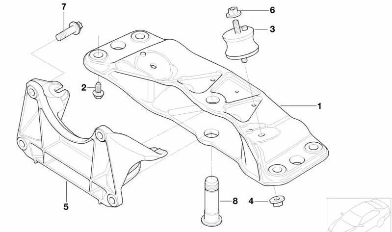 Soporte de goma para caja de cambios OEM 22326779446 para BMW E65, E66. Original BMW.