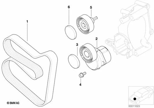 Poly V belt for BMW 3 Series E46 (OEM 11287636371). Genuine BMW