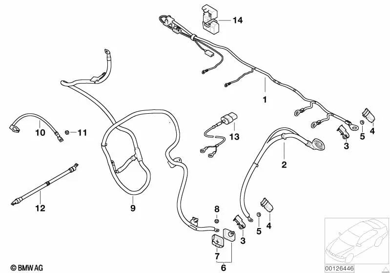 Generator-Start Cable Support Point B+ for BMW E53 (OEM 12427505513). Genuine BMW