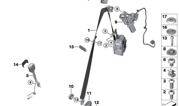 Gurtbringer izquierdo para BMW G23, G83 (OEM 72117474849). Original BMW