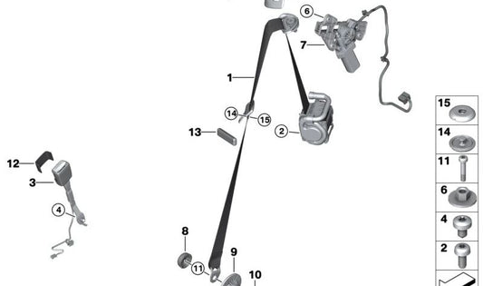 Cinturón superior delantero derecho para BMW G23, G83 (OEM 72119870054). Original BMW