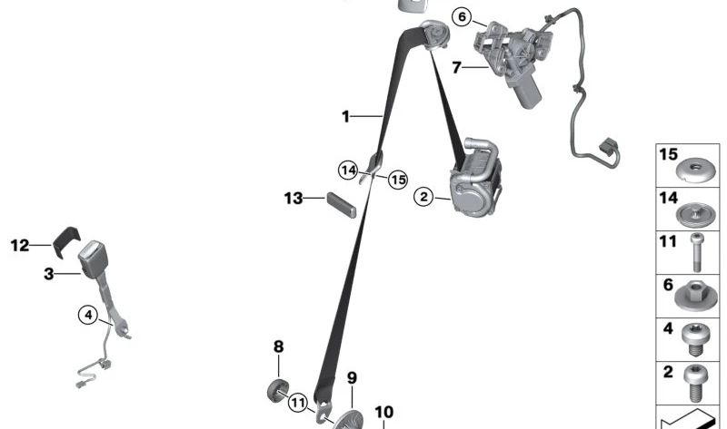 Cinturón de seguridad delantero derecho OEM 72118097806 para BMW G23, G83. Original BMW.