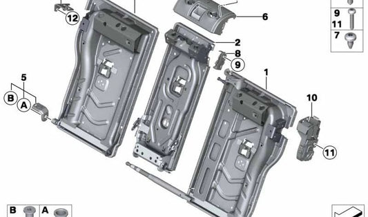 Marco respaldo derecho para BMW F34, F34N (OEM 52207308966). Original BMW