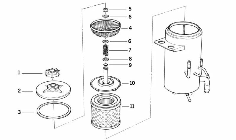 Tapa depósito de líquido de dirección OEM 32411134842 para BMW E30, E34, E32, E38, E31. Original BMW.