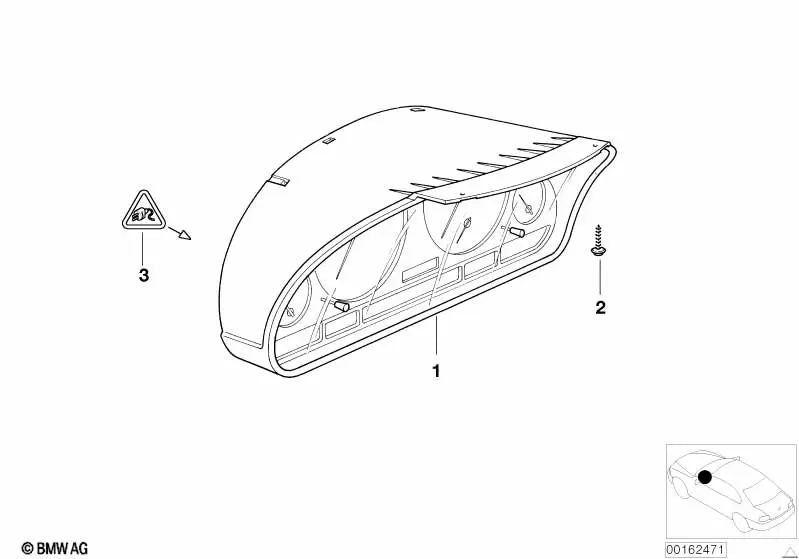 Uncoded instrument cluster for BMW 3 Series E46 (OEM 62117837972). Original BMW.