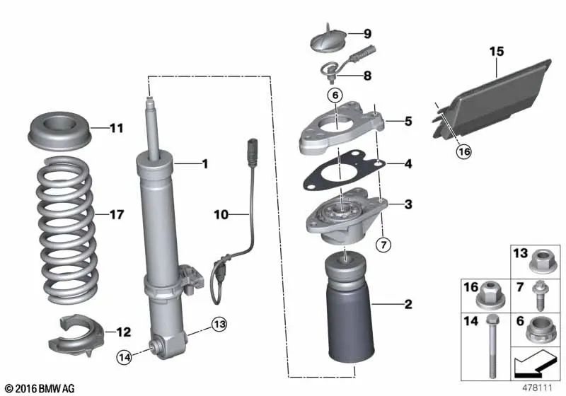 Resorte helicoidal trasero para BMW F87, F87N (OEM 33537853275). Original BMW