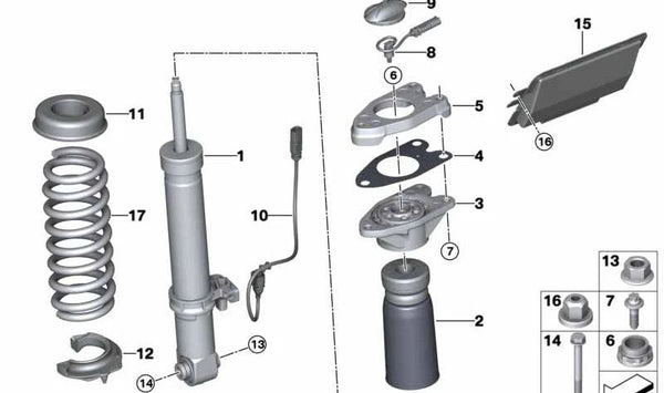 Muelle trasero de suspensión OEM 33537857312 para BMW F80, F82, F83. Original BMW.