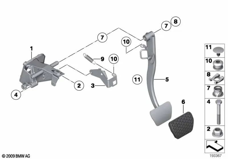 Pedal de freno para BMW Z4 E89 (OEM 35006785889). Original BMW.