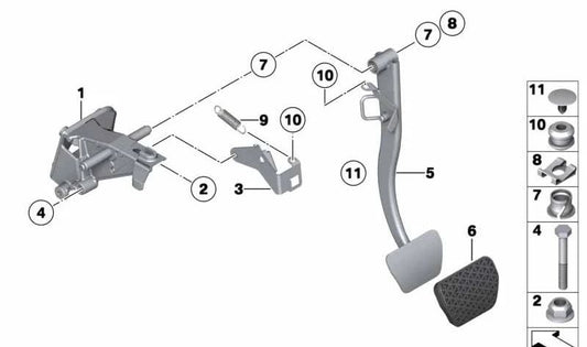 Pedal de freno para BMW Z4 E89 (OEM 35006785891). Original BMW.