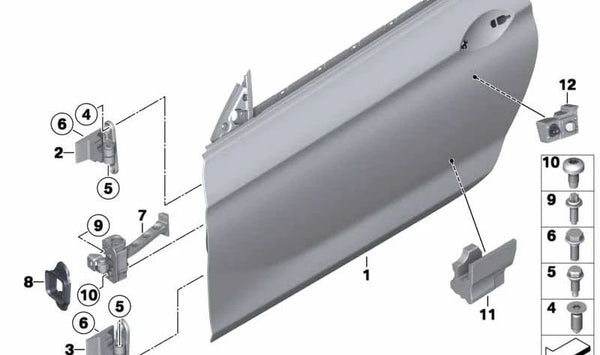 Junta de freno de puerta derecha para BMW Serie 6 F06, F12, F13, F01N, F02N (OEM 51217258540). Original BMW.