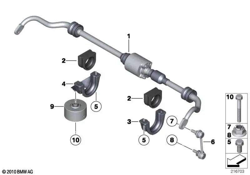 Rear pendelstütze for BMW 5 Series F07, F11 (OEM 33556786429). Genuine BMW