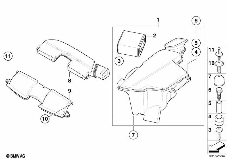 Capó de admisión para BMW Serie 3 E90, E92, E93 (OEM 13717838285). Original BMW